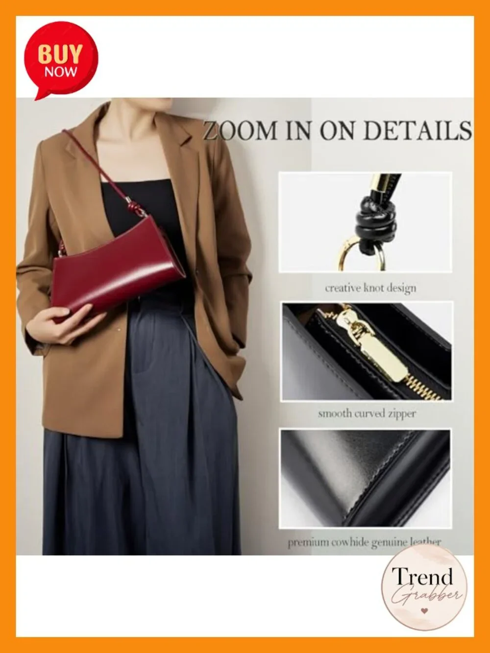 Genuine Leather Hobo Handbag Evening Bag Shoulder Underarm Bag